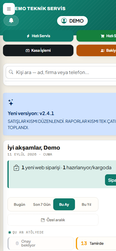 Ana sayfa - telefon görünümü